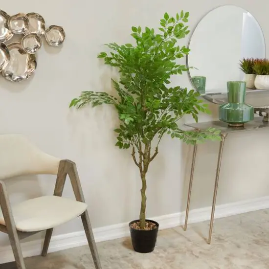 61" Green Vinyl Contemporary Potted Artificial Tree {9}