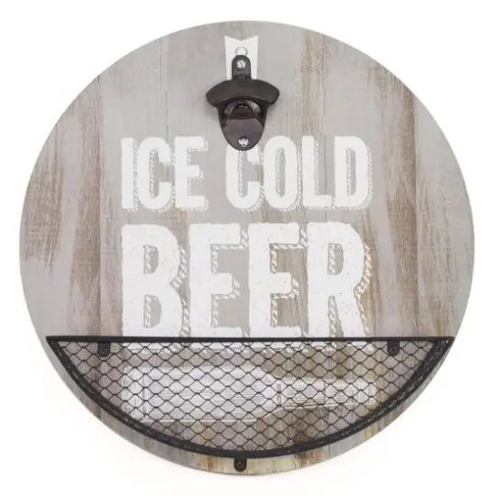 American Art D&eacute;cor&trade; Ice Cold Beer Bottle Opener & Cap Catcher Wall D&eacute;cor {6}