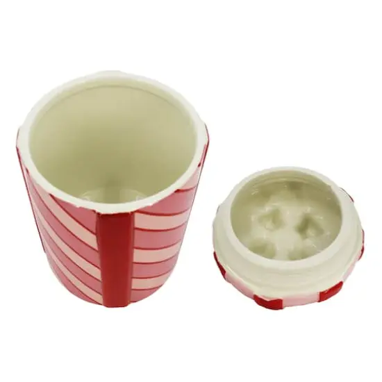 8.5" Pink & Red Striped Gift Ceramic Container with Lid by Ashland&reg; {3}
