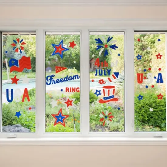 Double Sided Patriotic Celebration Gel Window Cling Set {3}