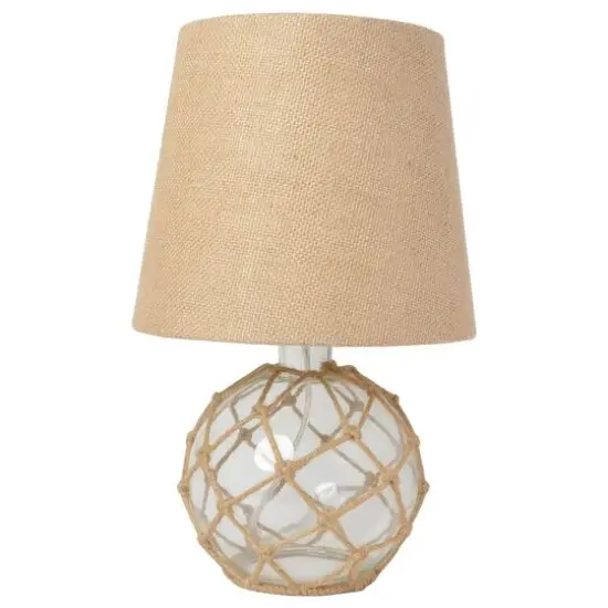Lalia Home 15" Glass Rope Table Lamp with Shade Clear and Burlap {1}