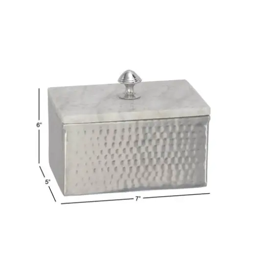 Gray Rectangular Aluminum Jewelry Box with Stoneware Lid {6}