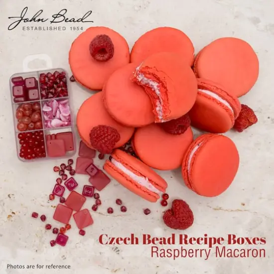 John Bead Czech Glass Recipe Box Beading Kit Raspberry Macaron {4}