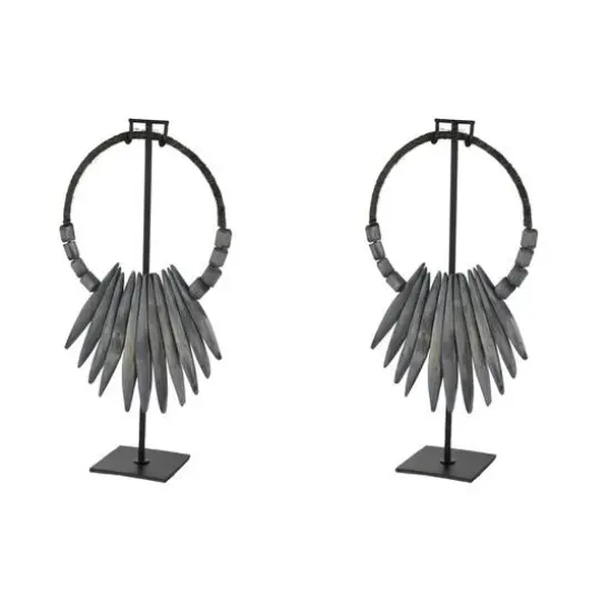 20" Gray Teak Wood Natural Sculpture {8}