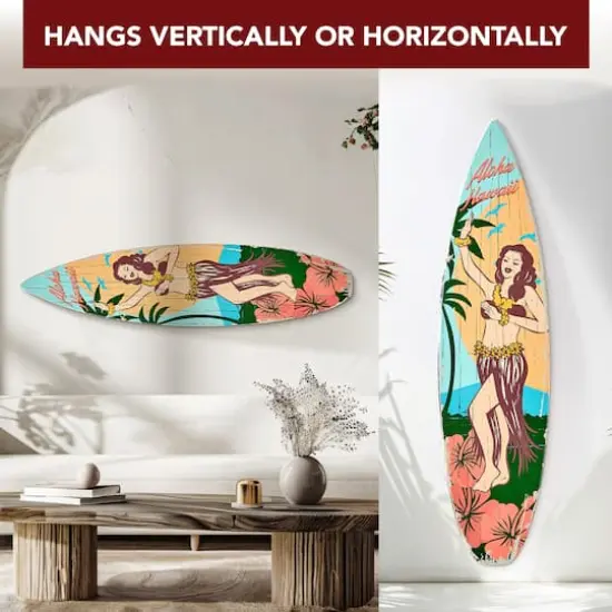 American Art Decor Aloha Hawaii Surfboard Plague Wall Sign - 15" x 59.625" {4}