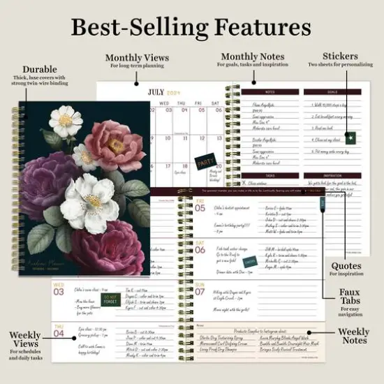 TF Publishing 2024 - 2025 Peony & Petals Medium Spiral Planner {7}