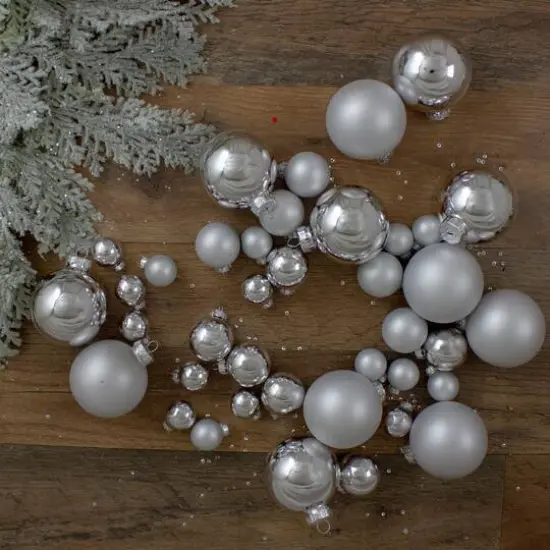 40ct. Shiny & Matte Silver Glass Ball Ornaments {5}