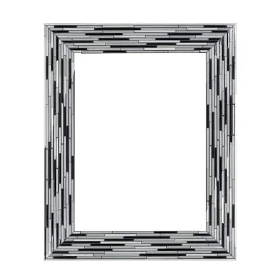 Head West Frameless Reeded Mosaic Printed Wall D&eacute;cor Mirror Black {8}