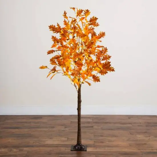 5ft. Pre-Lit Burnt Orange Autumn Maple Artificial Fall Tree with 240 Warm White LED Lights {8}