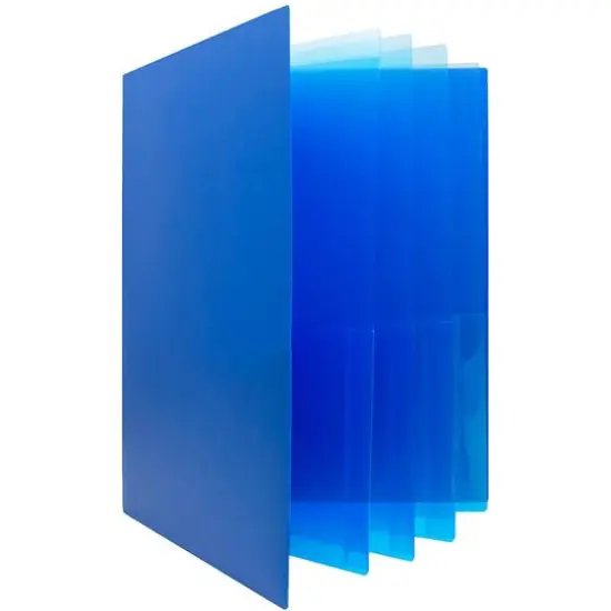 JAM Paper Heavy Duty Plastic 10-Pocket Folder, 2ct. Blue {1}