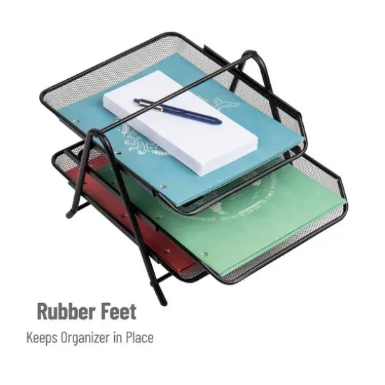 Mind Reader Network Collection Black Metal Mesh 3-Tier Paper Tray {8}