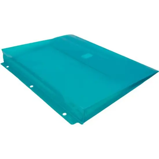 JAM Paper 9.5" x 11.5" Hook & Loop Closure 3-Hole Punch Plastic Envelopes, 12ct. Teal {7}