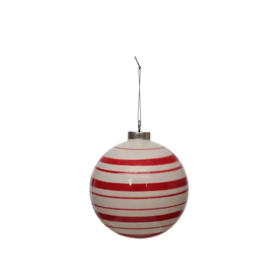 3.75" Red & White Peppermint Stripes Ceramic Ball Ornament by Ashland&reg; {3}