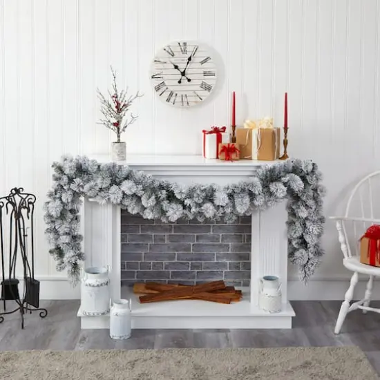 9ft. Flocked Christmas Garland {4}