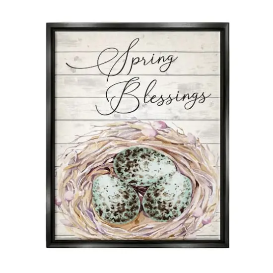 Stupell Industries Spring Blessings Bird Nest Nature Floater Framed Art Black {1}