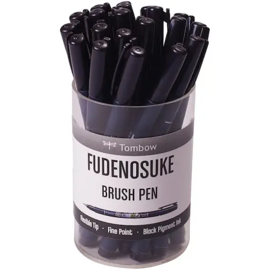 Tombow Fudenosuke Black Fine Tip Brush Pen Cup, 20ct. {1}