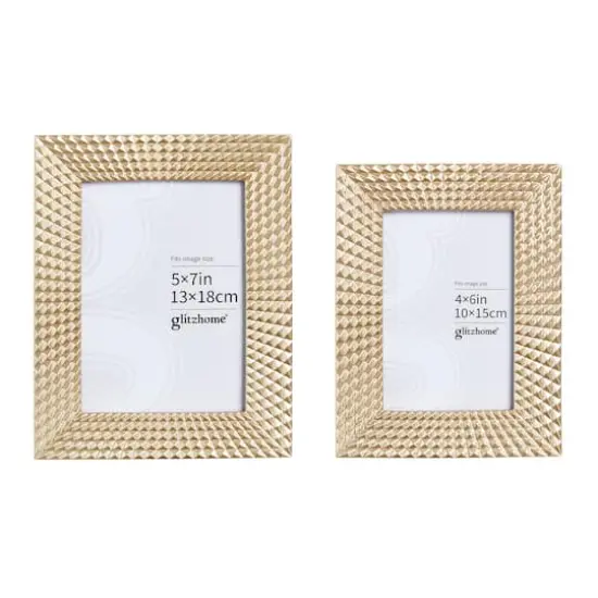 Glitzhome&reg; Modern Gold Tabletop Picture Frame Set {8}
