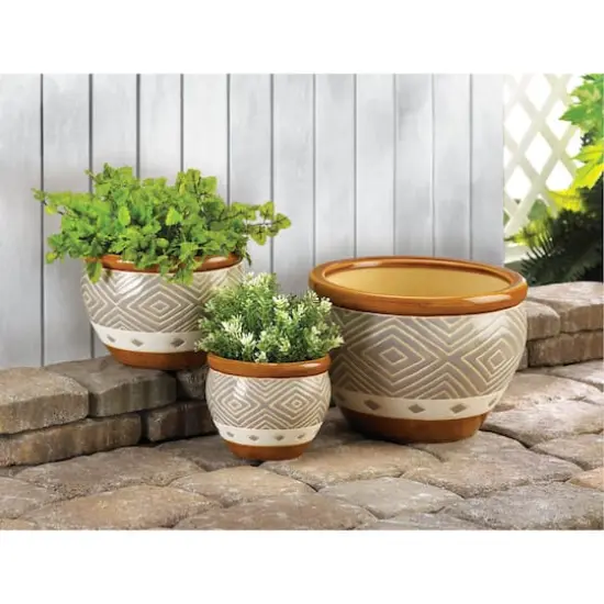 Earth-Tone Trim Planter Set {4}