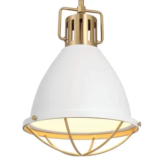 Hello Honey&reg; Kent Industrial Oversized Caged Metal Ceiling Light White/Gold {3}