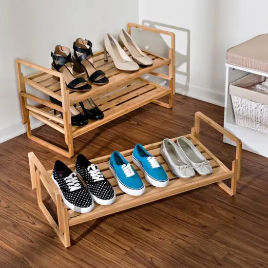 Honey Can Do 3-Tier Nesting Bamboo Shoe Rack {1}