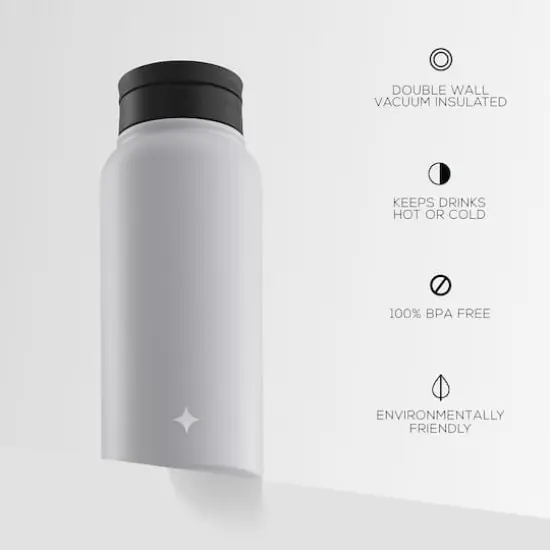 JoyJolt&reg; 32oz. Vacuum Insulated Water Bottle With Flip Lid & Sport Straw Lid White {5}