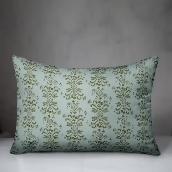 Floral Crest Lumbar Throw Pillow Green {4}