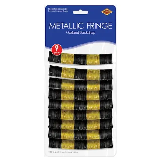 Beistle Black and Gold Metallic Fringe Garland Backdrop {4}