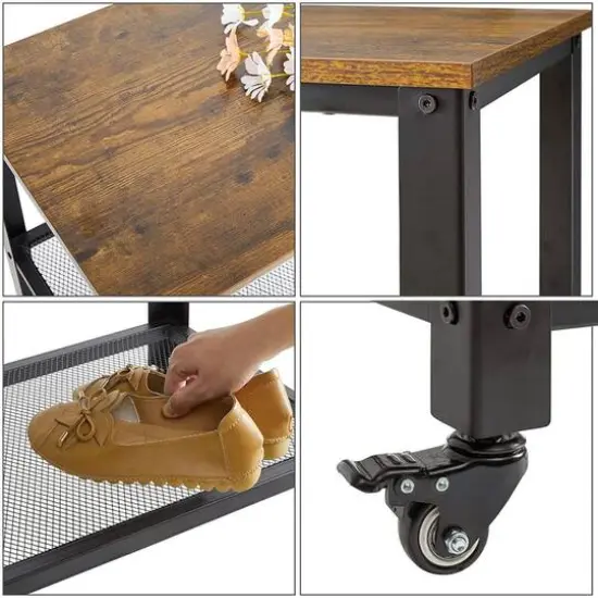 Rustic Brown 3-Tier Utility Cart {4}