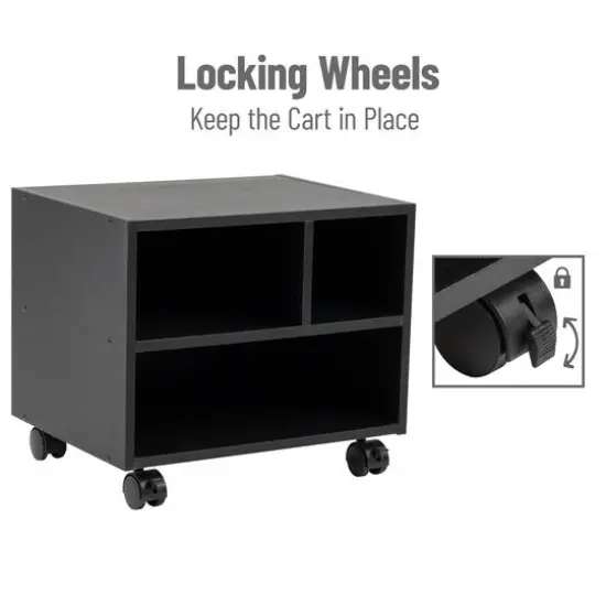 Mind Reader 15.7" Black Printer Cart with Rolling Supply Organization Shelves {5}