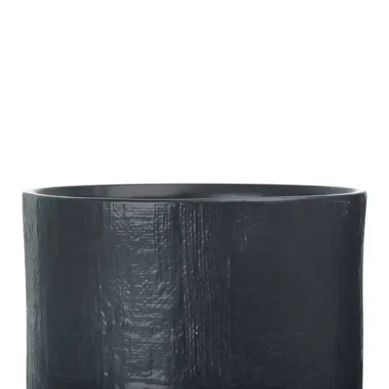 Hello Honey&reg; Stoneware Planters with Embossed Cross Hatch Texture Set Black {4}