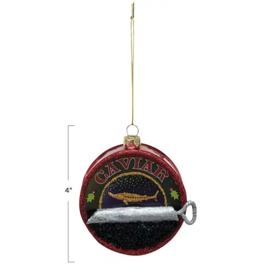 Hello Honey&reg; 4" Hand-Painted Glass Caviar Can Ornament with Glitter {5}