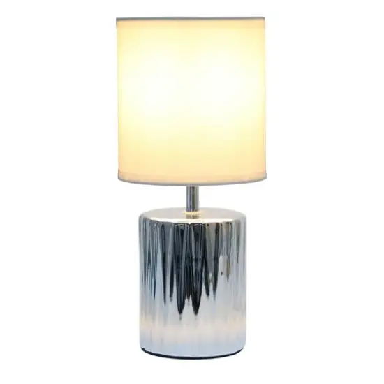 Simple Designs 11.5" Ruffled Metallic Chrome Capsule Table Lamp {5}