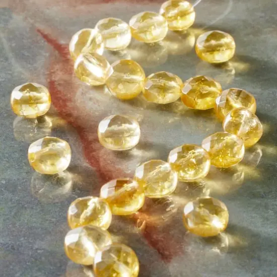 Yellow Faceted Citrine Coin Beads by Bead Landing&trade; {3}