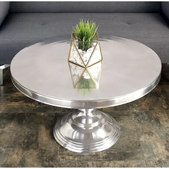 30" Silver Aluminum Traditional Coffee Table {3}