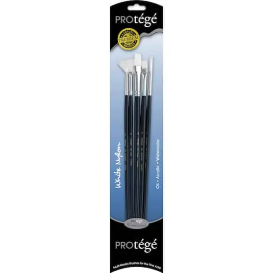 Prot&eacute;g&eacute; White Nylon Long Handle Variety 5 Piece Brush Set {1}