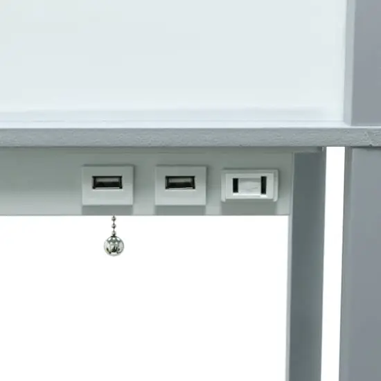 Simple Designs Floor Lamp with 2 USB Charging Ports/1 Outlet Gray {12}