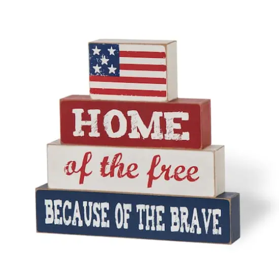 Glitzhome&reg; 8.5" Wooden Patriotic Sign Table D&eacute;cor {1}