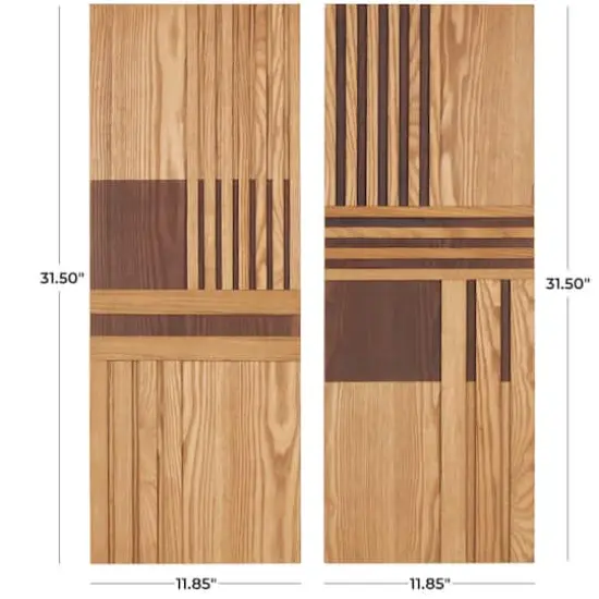 32" Brown Wooden Geometric Handmade Two-Toned Wall D&eacute;cor Set {4}