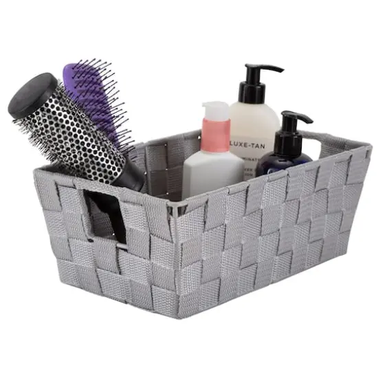 Simplify Small Grey Woven Storage Shelf Baskets, 2ct. {10}