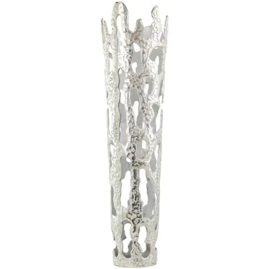 31" Contemporary Aluminum Melting Drip Vase Silver {9}