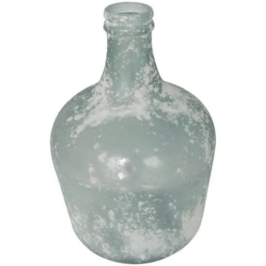 17" Frosted Spanish Bottle Recycled Glass Vase {1}