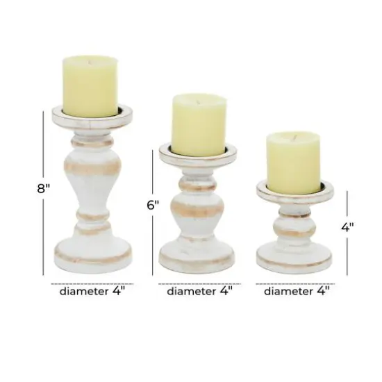 White Wood Farmhouse Candle Holder Set {7}