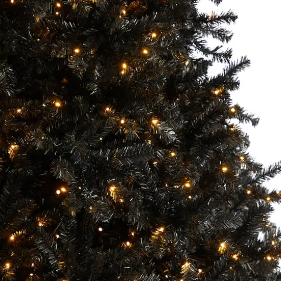 10ft. Pre-Lit Black Artificial Christmas Tree, Clear LED Lights {5}