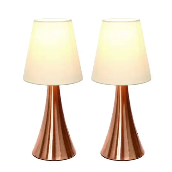Simple Designs Valencia Mini Touch Table Lamp Set Rose Gold/Cream {3}