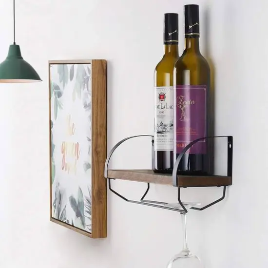 Wall Mounted Wood Wine Rack Brown {6}