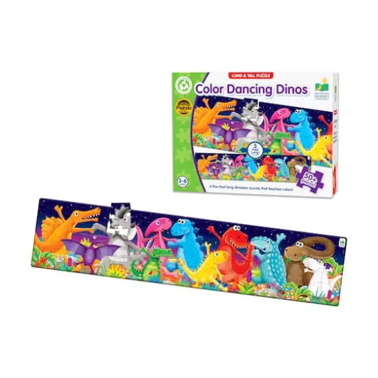 Long & Tall Puzzle - Color Dancing Dinos: 50+ Pcs {4}