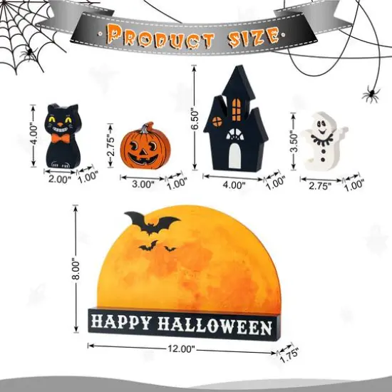 Glitzhome&reg; 12"L HAPPY HALLLOWEEN Wooden Table Block Set {9}