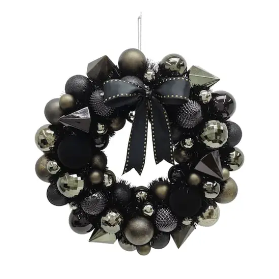 21" Black, Silver & Gold Ornament Wreath with Bow by Ashland&reg; {1}