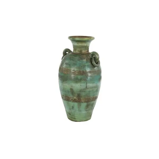 23" Green Ceramic Rustic Vase {1}