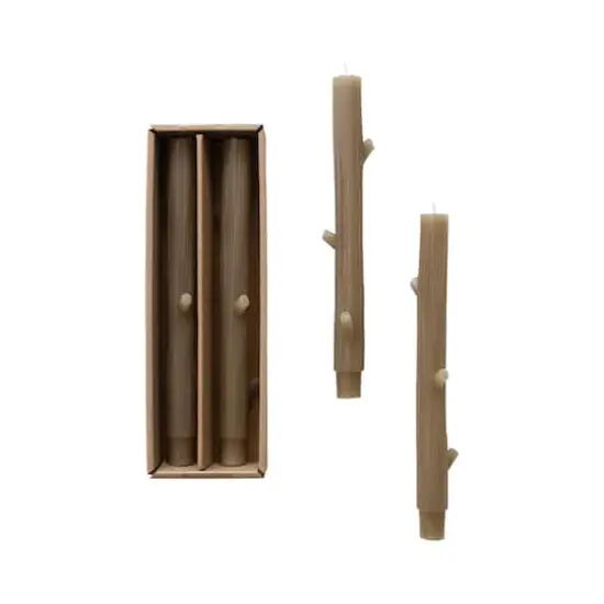 Hello Honey&reg; 10.25" Unscented Tree Branch Taper Candles, 2ct. Olive {1}